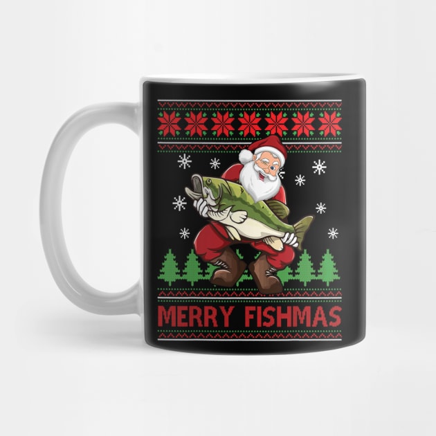 Merry Fishmas Santa Fishing Ugly Christmas by kasperek